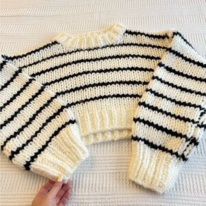 Striped Black and White Women's Sweater
